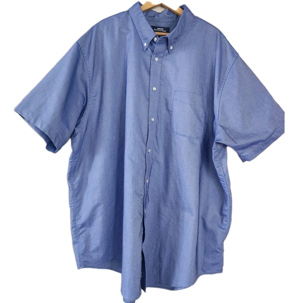 NWOT Lands End Outfitters Mens 4XL Tall Blue S/S Button Front Dress Shirt